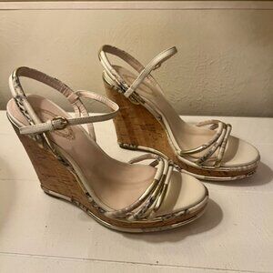 Elie Tahari Cream/Gold Heeled Sandals